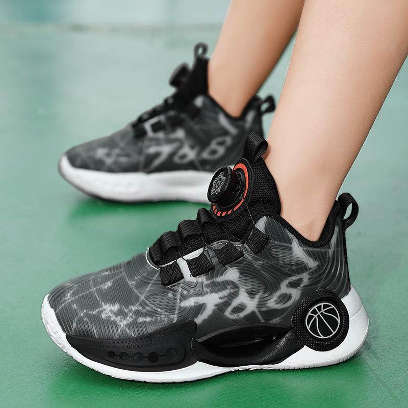 30-40 Детские больших размеров Удобные Дышащие Комфортные Модные Спортивные Кроссовки Высокие Баскетбольные Кроссовки