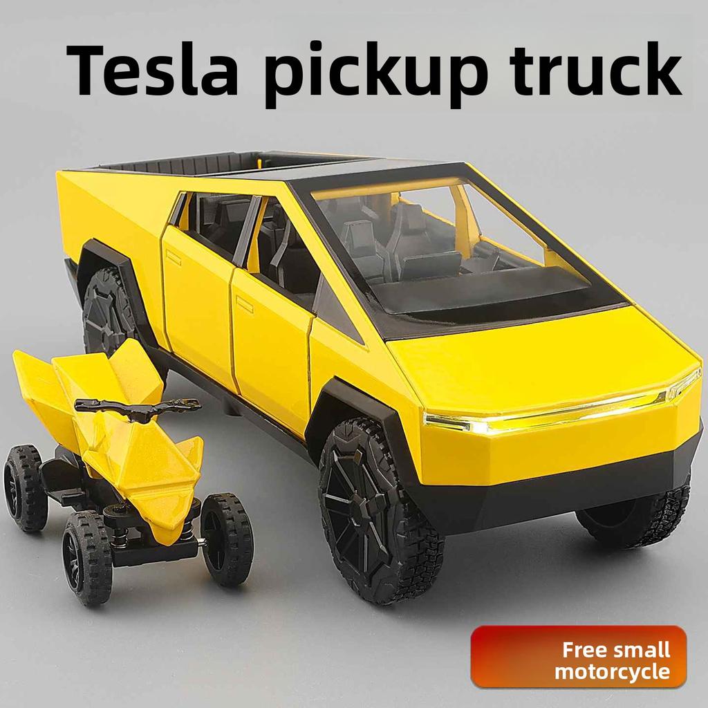 1:32 Металлическая литая модель Cybertruck с инерционным механизмом, световыми и звуковыми эффектами - Игрушка-симулятор для мальчиков