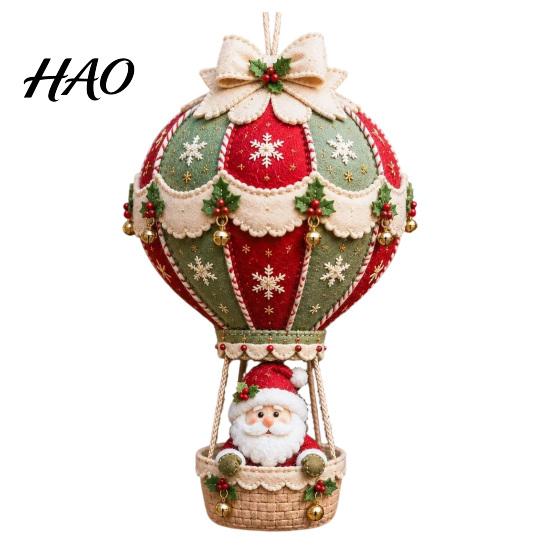 Holiday Handmade Gift Sets DIY Christmas Hot Air Balloon Hanging Ornament Kit, 3D Fabric Craft Festive Home Decor Ornaments Project with Santa