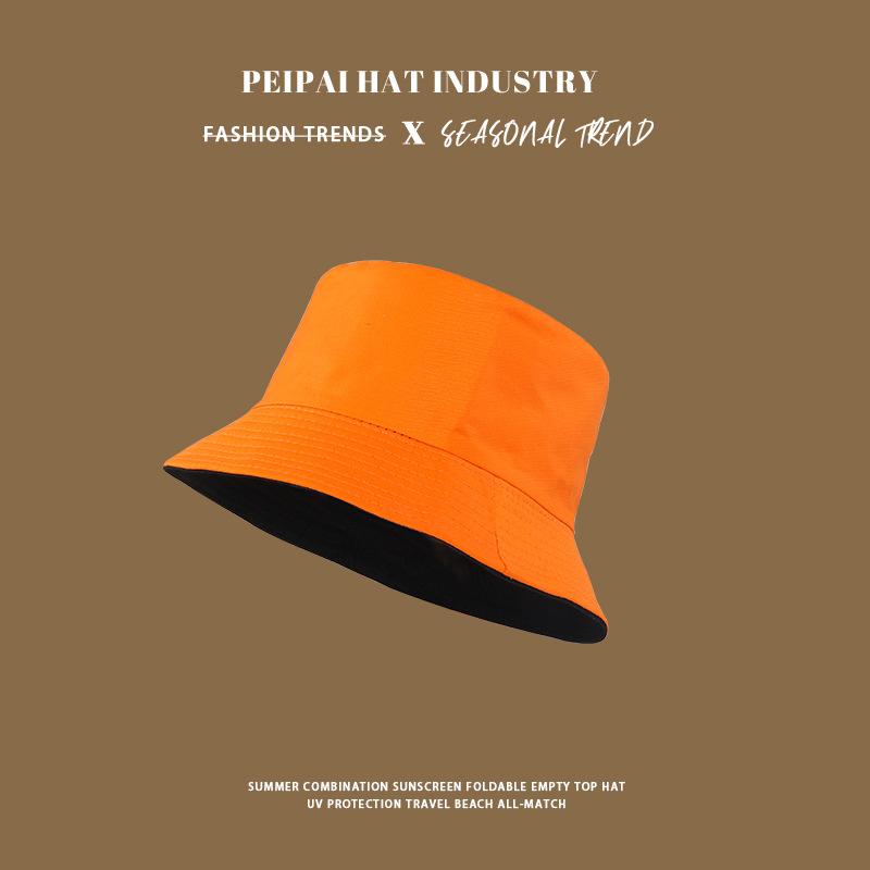 Bucket hat female sunshade face small sunscreen hat simple student travel basin hat