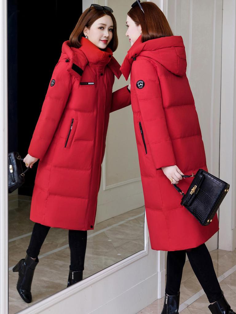 Женская стильная куртка средней длины на белом утином пуху - Зимняя коллекция 2025