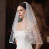 White Wedding Veil with Hair Comb Double Layer Bridal Veil Wedding Headpiece for Bride Short Veil for Engagement Event