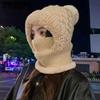 Winter Cycling Windproof Ear Protection Plus Cashmere Mask Hats Knitted Thick Warm Cold-proof Riding Woolen Plush Hats