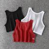Fashion Womens Casual Netted Blouse Round Collar Tank Sleeveless T-Shirt Top