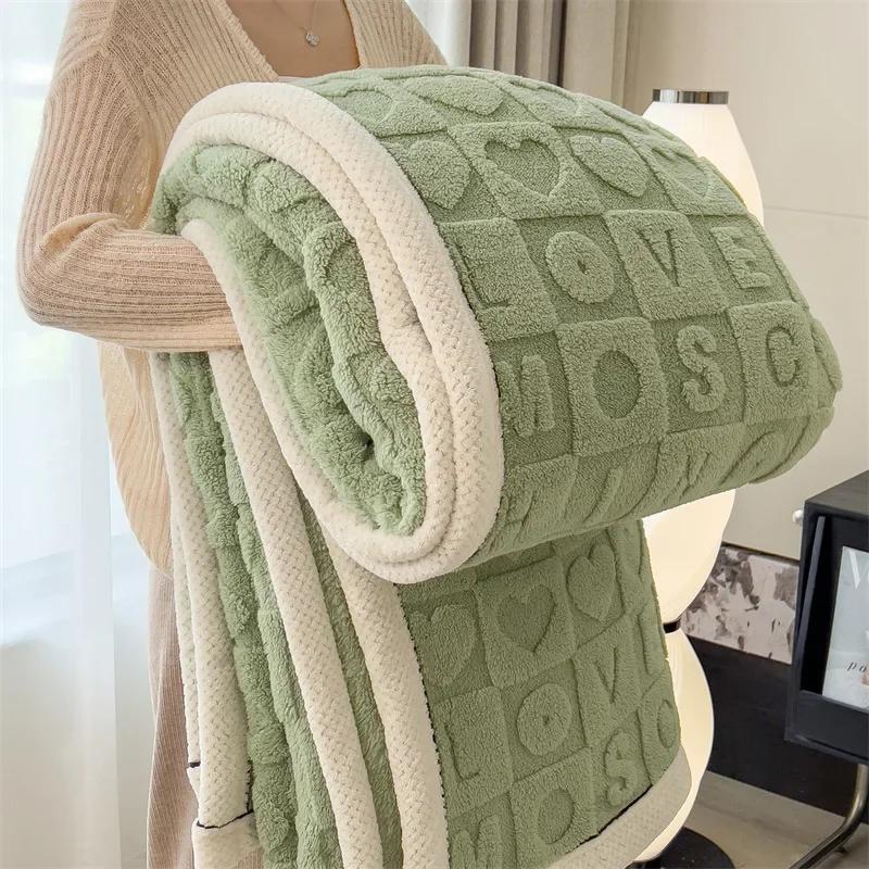 Love Coral Fleece Throw Blankets for Beds Winter 3D Heart Plaid Lightweight Blanket Super Soft Solid Plaid Sofa Cover Blankets