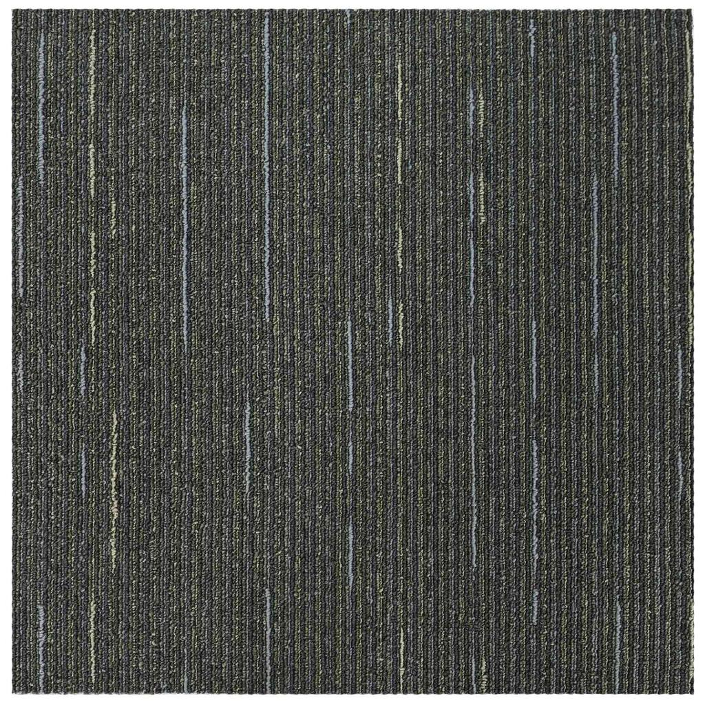 Striped Light Green Carpet Tile 50 x 50 cm 4 pcs