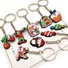 1PCS PVC Christmas Keychain Merry Christmas Key Rings Christmas Key Holders Fit Adult Car Keys Gift Trinkets