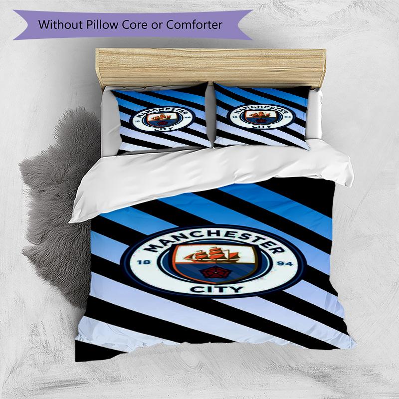 City Football Club Printed Pattern Duvet Cover Set – includes 1 duvet cover and 2 matching pillowcases Bedroom decor Christmas gifts