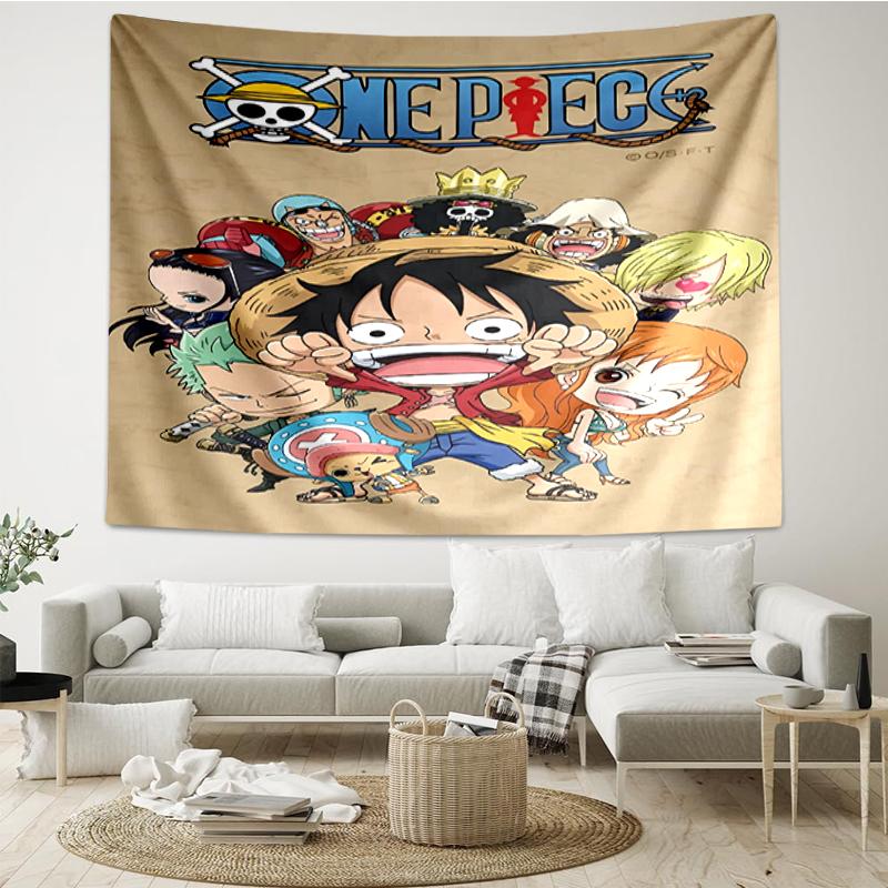 One Piece Print Tapestry, Backdrop, Easy Setup, Ideal for Bedroom, Office & Living Room, with Aesthetic Wall Hanging Decor.