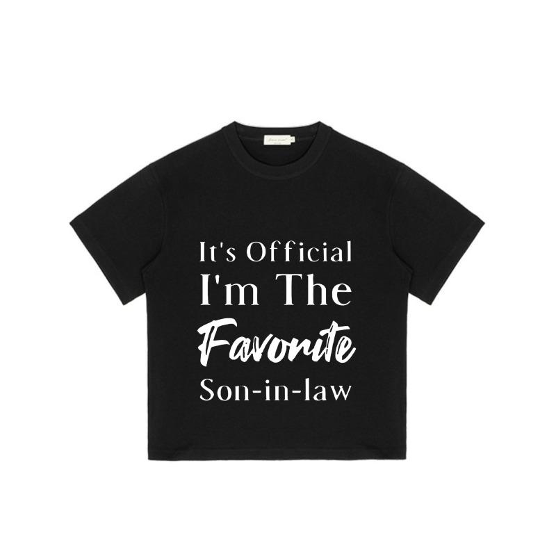 Черная футболка с официальным принтом «Я любимый зять» для повседневной носки