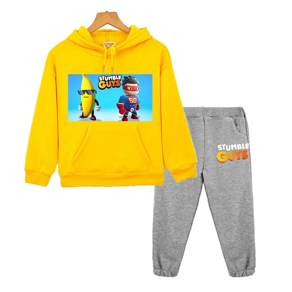 Stumble Guys Hooded Sets Casual Sweatshirt Boy Girl Anime Hoodie Y2k Clothes Autumn Pullover Fleece Jacket Kids Boutique Clothes