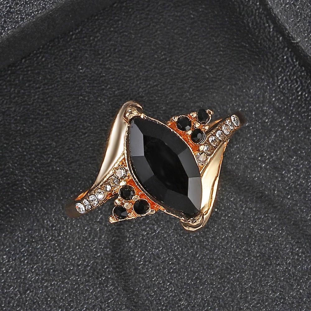 Женские элегантные модные черные ромбические стразы для свадебной вечеринки, размер ювелирных изделий 6-10