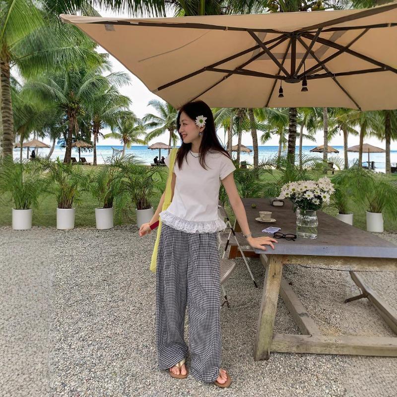 Женская кружевная футболка с короткими рукавами, летняя, облегающая, с базовой рубашкой, топ в стиле пэчворк