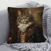 2D Плоская - Винтажный Аристократичный Портрет Кота Наволочка Викторианское Королевское Искусство Питомца Чехол для Подушки Для Домашнего Декора Дивана