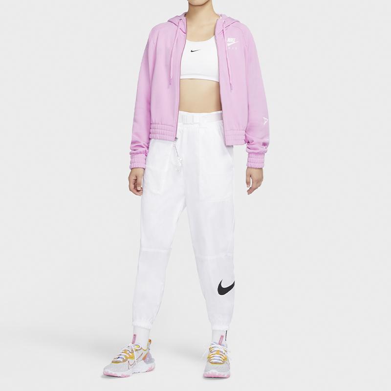 Nike Воздушная повседневная спортивная толстовка с капюшоном на молнии с завязками на шнурке, женская куртка, ярко-розовая CU5443-680