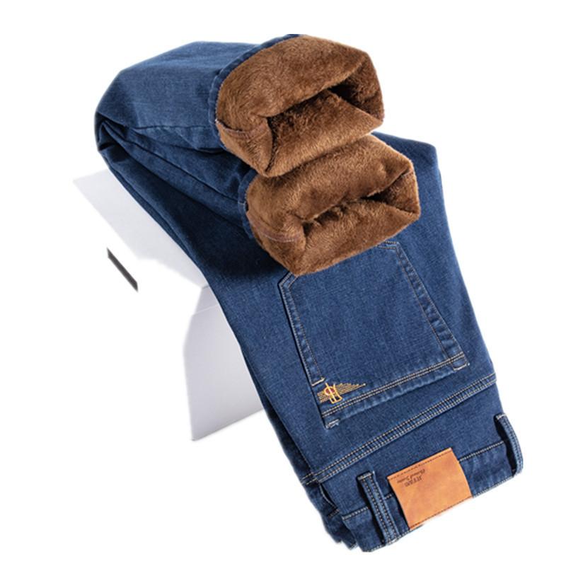 2024 Autumn And Winter Plus Fat Men'S Jeans With Plush And Thick Oversized Men'S Pants, Casual Elastic Pants