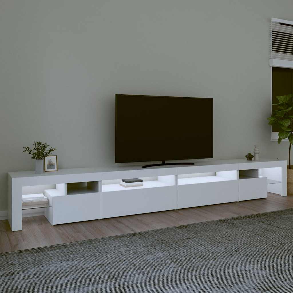 Vidaxl Szafka Pod Tv Z Oświetleniem Led, Biała, 290X36,5X40 Cm