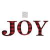 Joy Shape Wooden Letter Sign Black Red Plaid Wall Hanging Letter Sign for Christmas Decoration