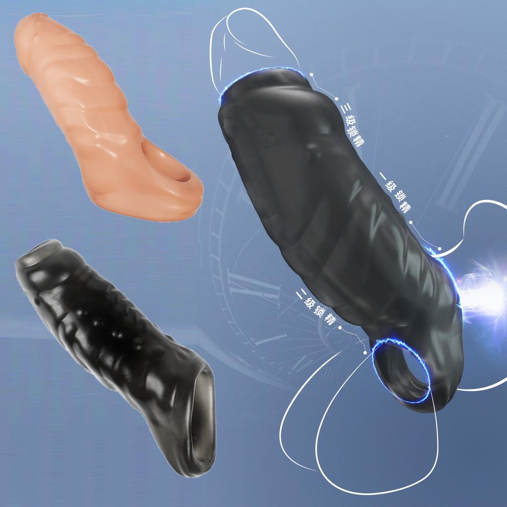 Reusable Penis Sleeve Glans Penis Enlarger Extender Delay Ejaculation Cock Ring Sex Toys for Men Couples