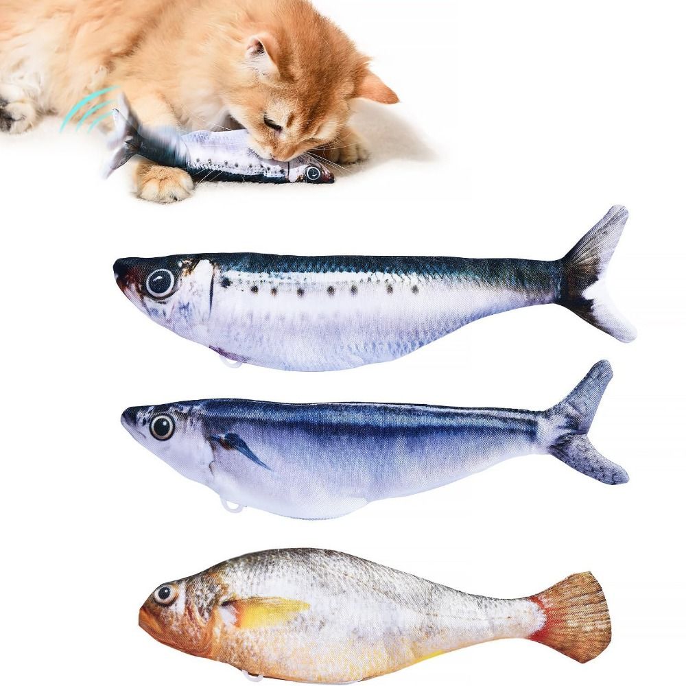1/3Pcs Plush Interactive Cat Toy Motion Sensor Realistic Flopping Catnip Kicker Toy  Boredom Relief