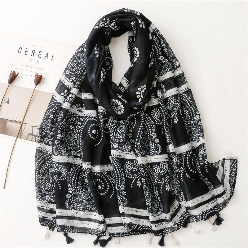 Fashion Bright Striped Line Tassel Viscose Shawl Scarf Lady High Quality Wrap Headband Bufandas Muslim Hijab Sjaal 180*90Cm