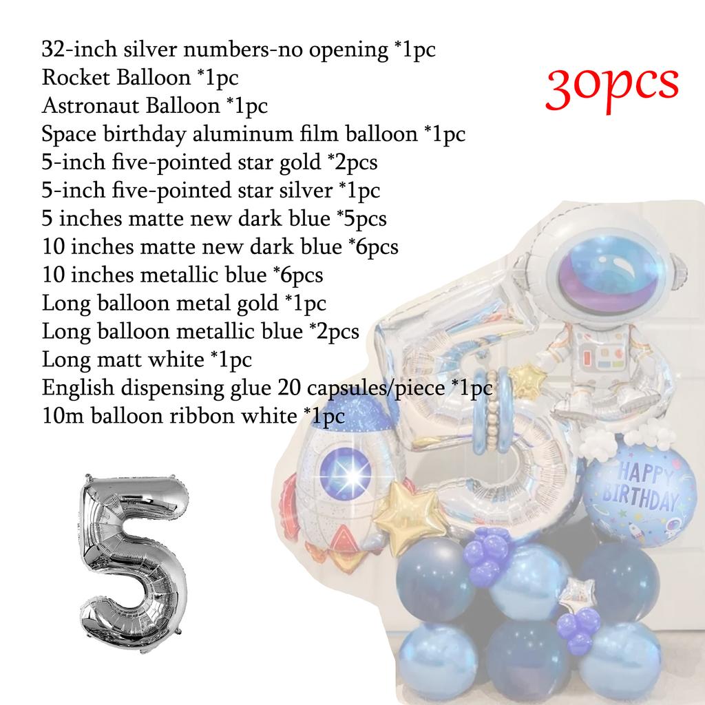 Outer Space Theme Party Astronaut Rocket Number Foil Balloons Boy Birthday Party Decorations Kids Baby Shower Supplies