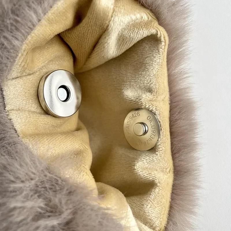 Женская плюшевая сумка через плечо, однотонная сумка для мобильного телефона, универсальный мини-кошелек, плюшевая сумка через плечо, осень и зима