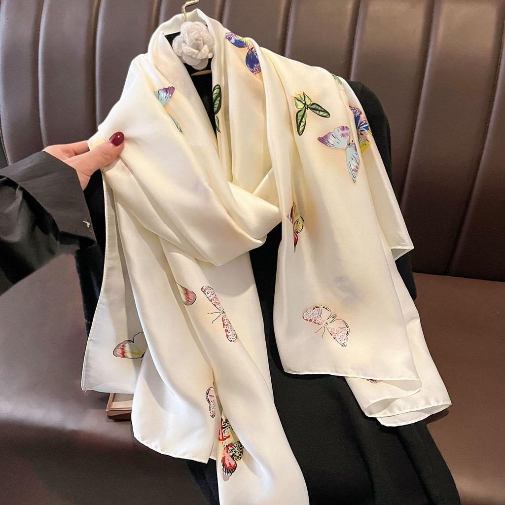 Fashion Silk Scarf Women Shawls Female Cover Flowers for Traveling Sun Protect Sunscreen Beach Scarves Air Conditioning Wraps