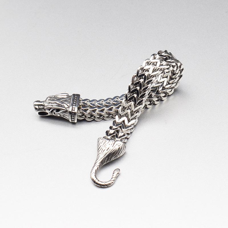 Скандинавский новый мужской браслет с головой волка викингов из нержавеющей стали, индивидуальный двухрядный браслет в стиле хип-хоп