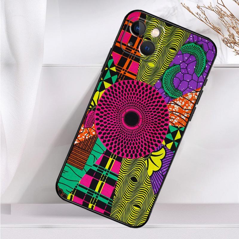 African Wax Print Design Case For iPhone 14 16 15 Pro Max 11 12 13 Mini 7 8 Plus X XR XS MAX Soft Shockproof Cover