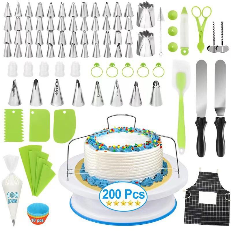 305-Piece Cake Turntable Set With Piping Tips Bags Tools Home Baking Decoration DIY Pastry Kit