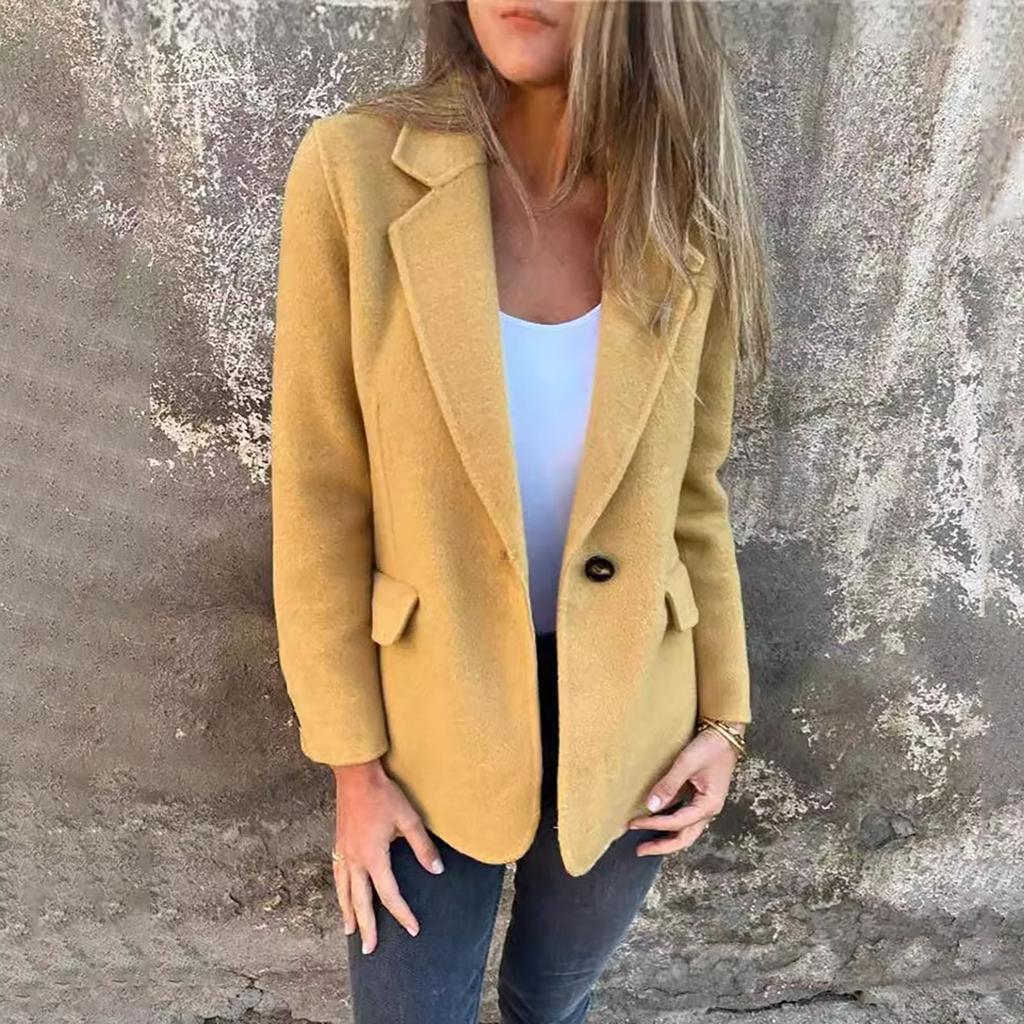 Женская куртка-жакет в клетку на пуговицах с длинным рукавом, осенние наряды