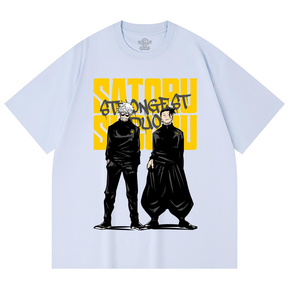 230 Gsm 100% Cotton Jujutsu Kaisen V44 Gojo Geto Print Unisex Heavy Cotton T Shirt