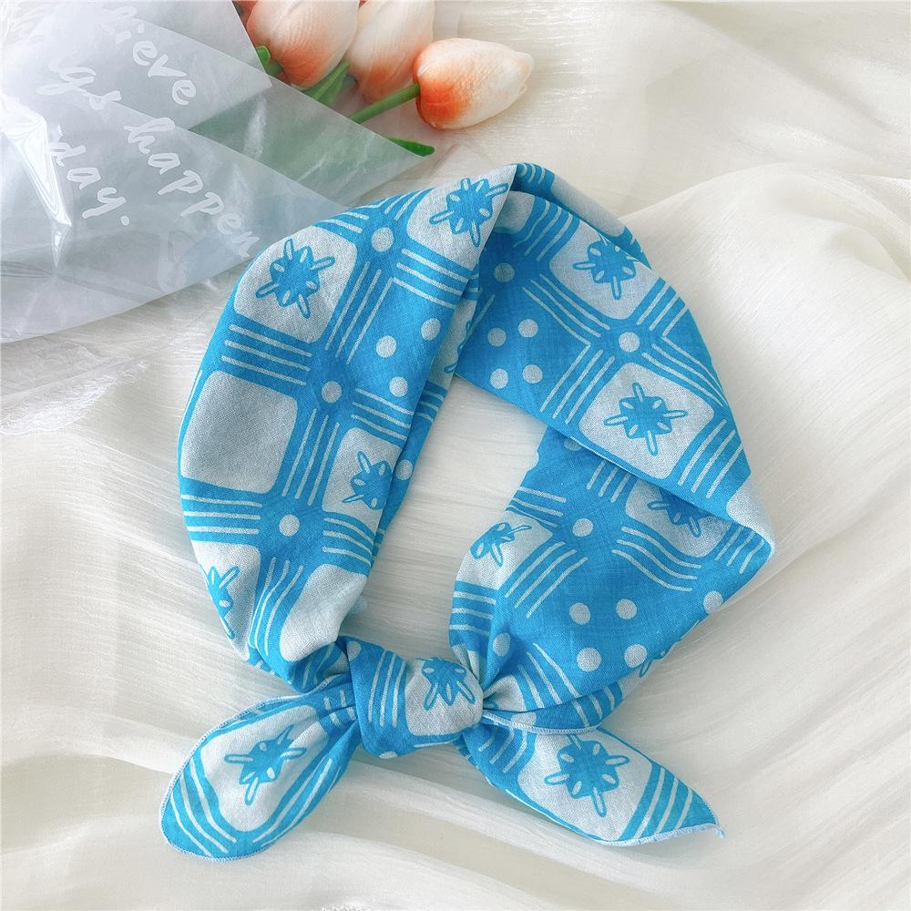 Cotton And Linen Small Square Scarf Silk Scarf Women'S Spring And Autumn New Style Artistic And Versatile Fashionable Temperament Headband Scarf