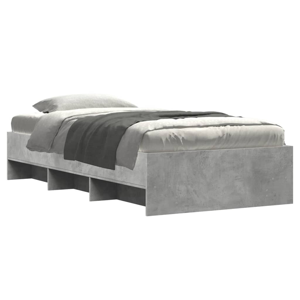 Bed Frame Concrete Grey 75 x 190 cm Engineered Wood