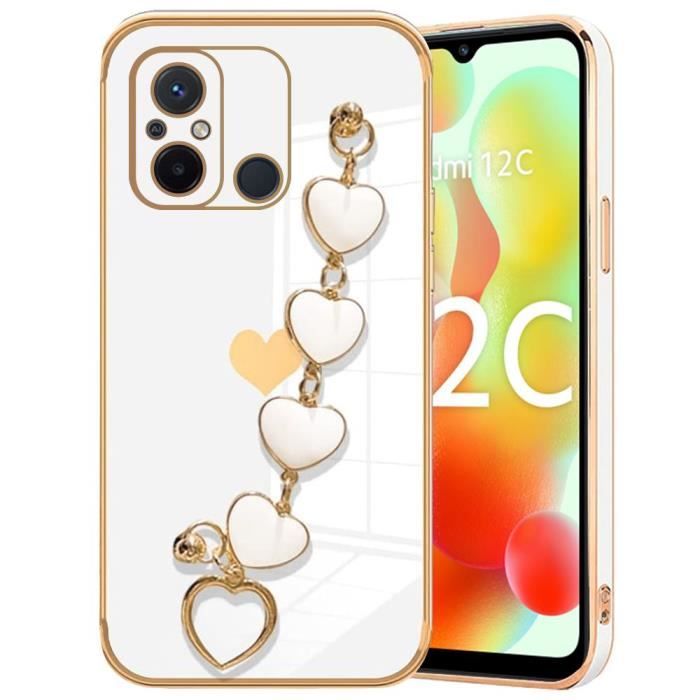Coque - E.F.CONNECTION - Pour Xiaomi Redmi 12C/11A - Silicone Blanc - Motif Cœur - Antichoc Anti-Rayure