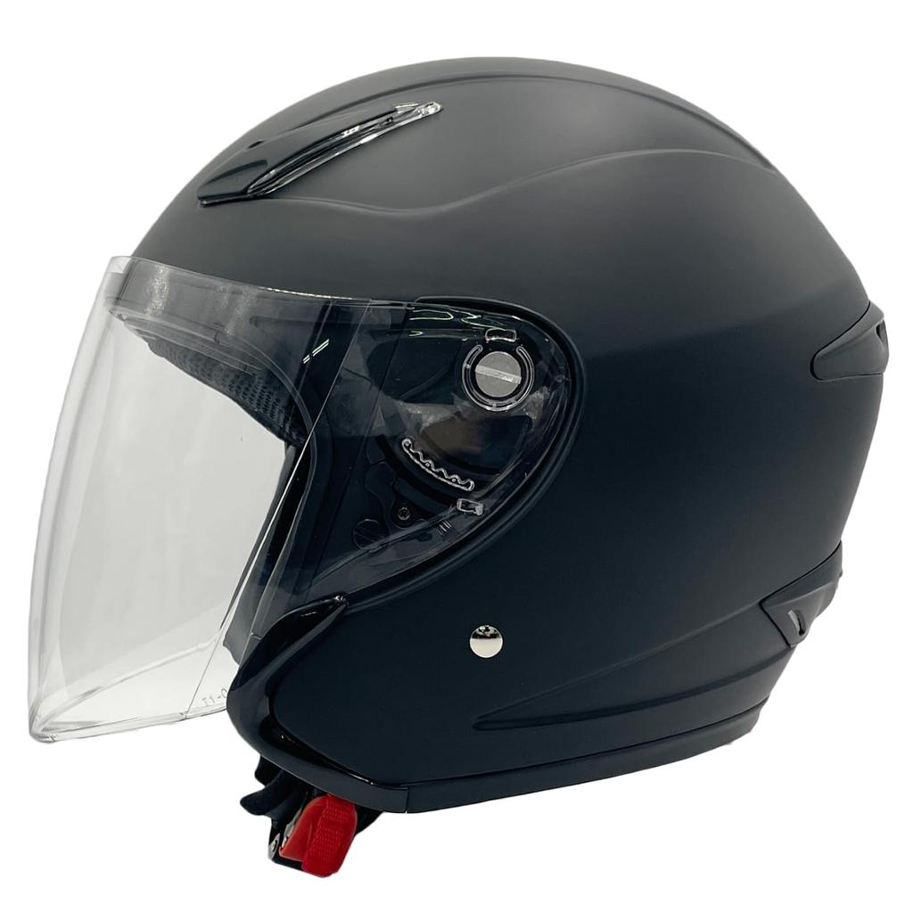 Yamashiro Matte Black Motorcycle Jet Helmet with Fits All Intercom Size M from the YH YH-004 Shield, Engines, Compatible, (57-58cm),