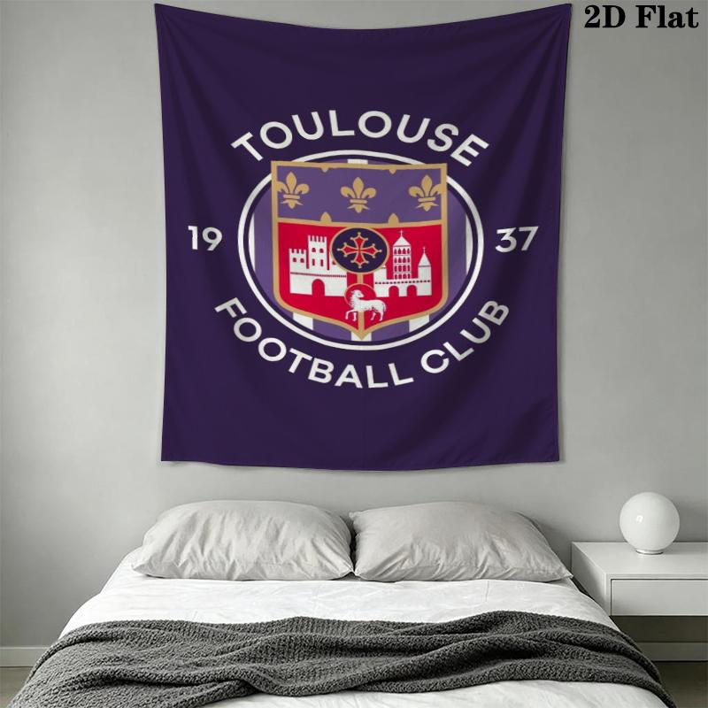 Tolouse FC Wall Tapestry Aesthetic Wall Hanging Printed Fabric Blanket Decorative Tapestries for Bedroom Living Room Home Decor