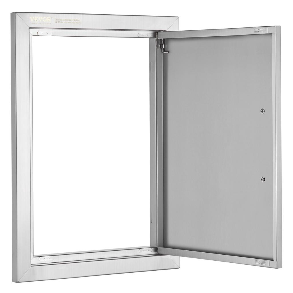 VEVOR BBQ Access Door, 355x508 mm Single Outdoor Kitchen Door, Stainless Steel Flush Mount Door, Wall Vertical Door with Handle, for BBQ Island