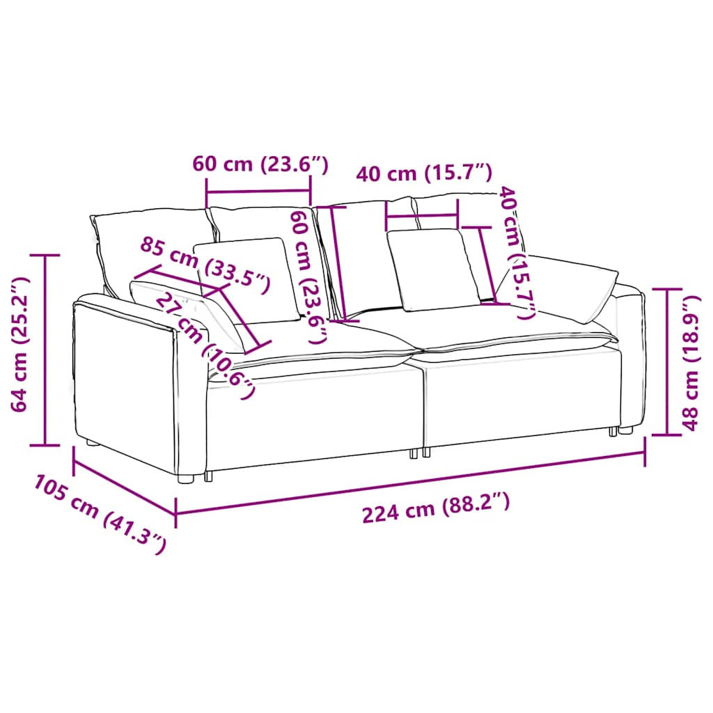 Modular Sofa with Cushions Red Orange
