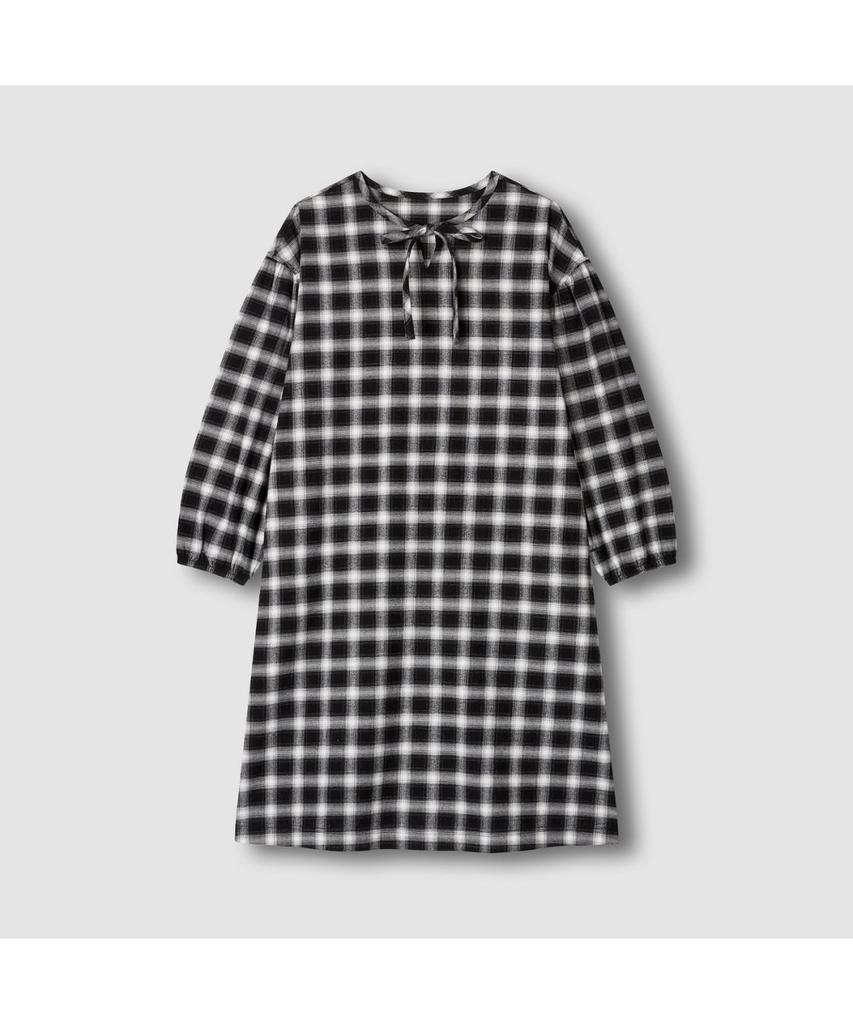 JAJU Women'S Flannel Pajama Dress_Jet Black