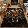Fierce Tiger Head with Fiery Glow Patterned carpet, non slip mat suitable for living room and bedroom sofas