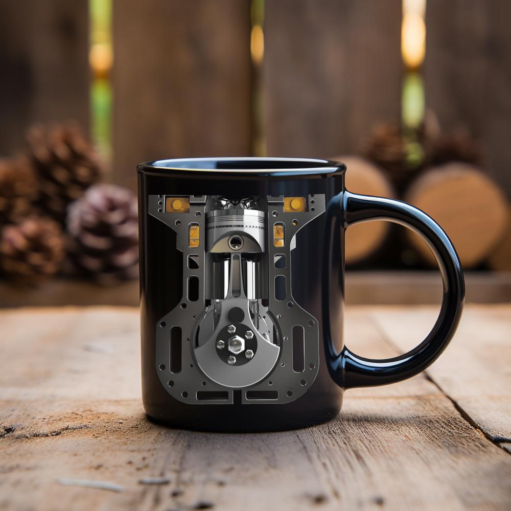 Ceramic Mug Mechanical Style Wide Mouth Design For Comfortable Drinking Experience Compact Portable Size Perfect For Daily Use