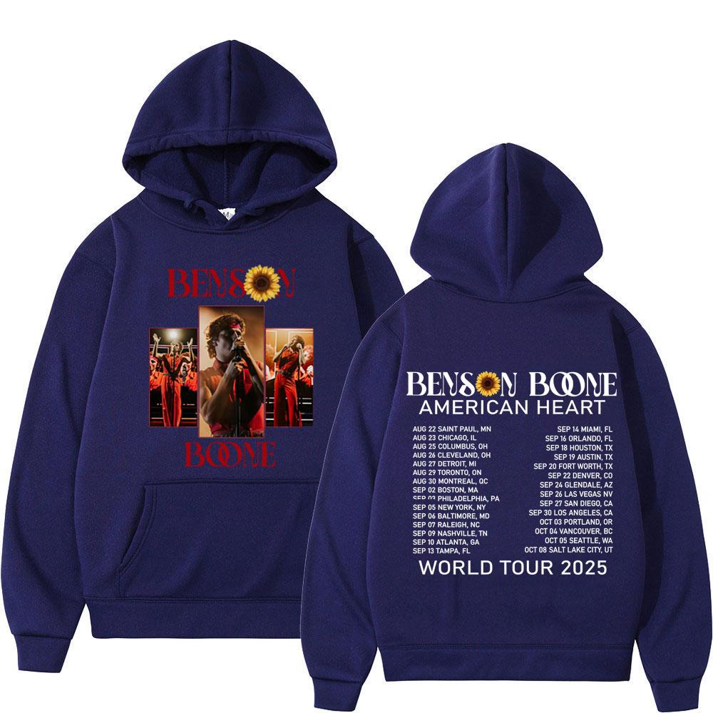Толстовка Benson Boone American Heart Tour 2025 Винтажный Принт Мужская Женская Модная Свитшот с Длинным Рукавом Панк Хип-хоп Свободная Худи
