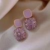 Korean Purple Shiny Crystal Earrings Contracted Sweet Lovely Fine Fashion Drop Earrings Wedding Christmas Gift ARI