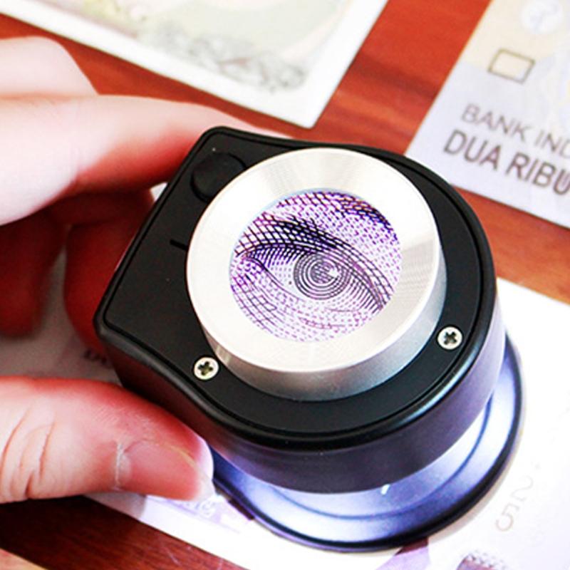 Shatterproof Magnifying Glass Foldable Read Magnifier with LED & UV Light Magnifying Lens for Book Reading Classroom 30X