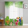 Птица-певица Тропические цветы Прозрачные шторы для гостиной, спальни, тюлевые шторы, кухонные оконные шторы, панельные занавески