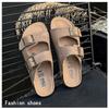 Мода 2024 года, летние женские тапочки из пробки с двумя пряжками, сандалии из коровьей замши на плоской подошве для женщин, ретро-модные садовые мюли-сабо