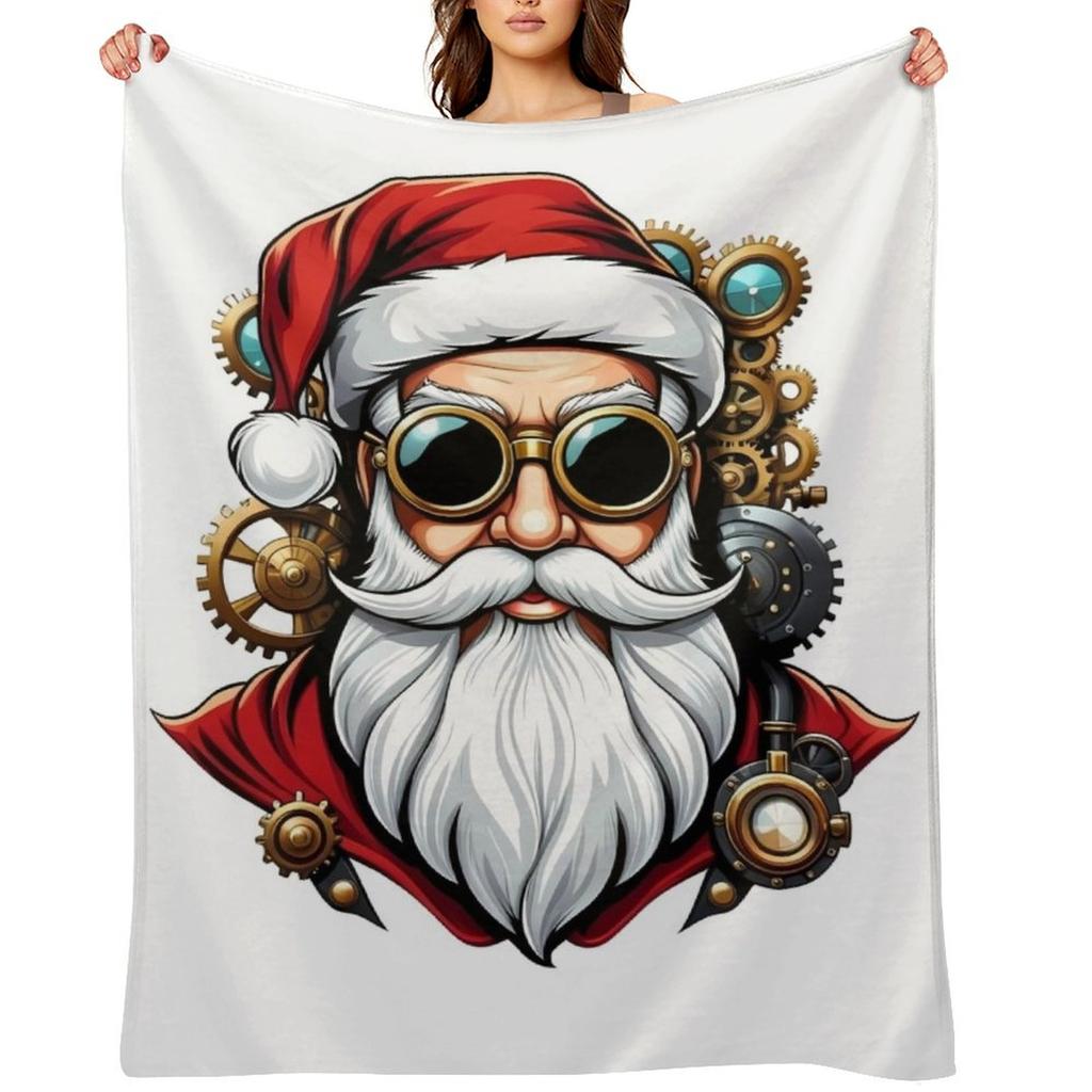 Steampunk Santa Claus Face Steam Punk Christmas Xmas Throw Blanket Moving wednesday for sofa Blankets For Sofas Blankets