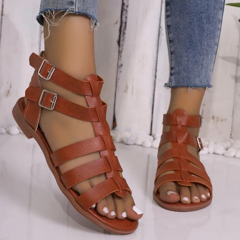 Fashion High Quality Ladies Shoes 2024 Summer New Women's High Top Sandals Non-slip and Wear-resistant Casual Large Size Roman Sandals